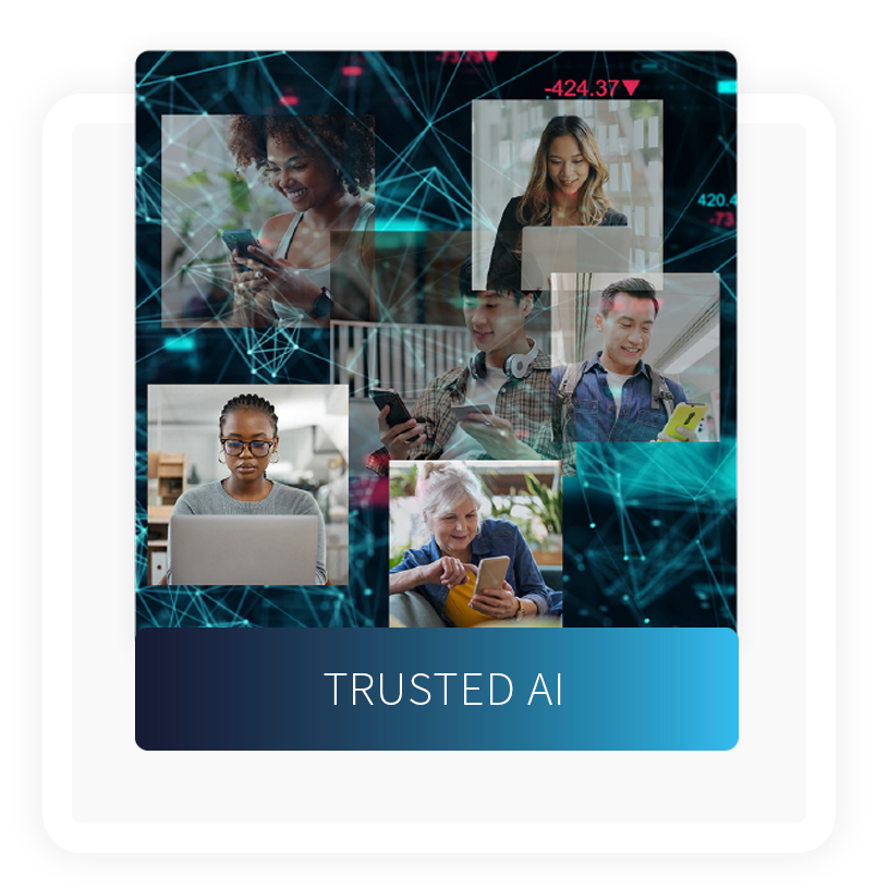 Trusted AI Image with people on devices