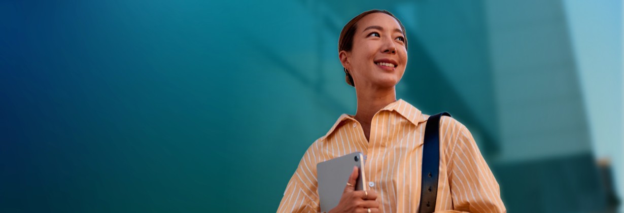 Woman outside smiling